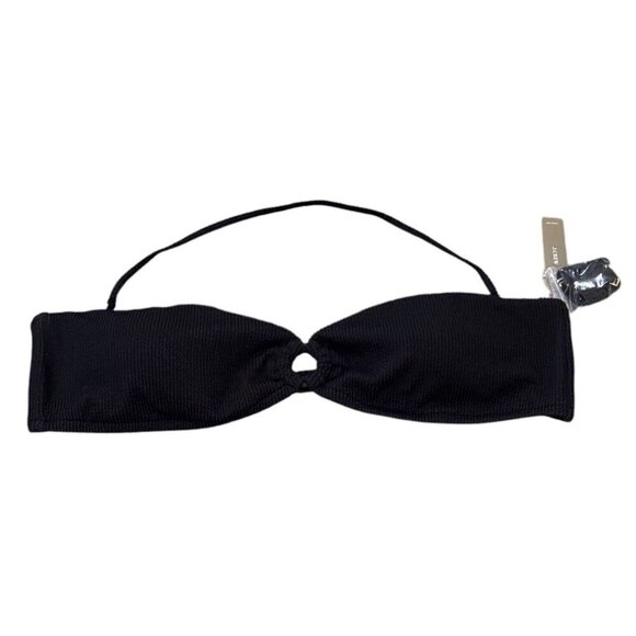 J. Crew Women's O Ring Textured Bikini Top Black Swimwear Beach Size 3X NWT - Picture 3 of 6